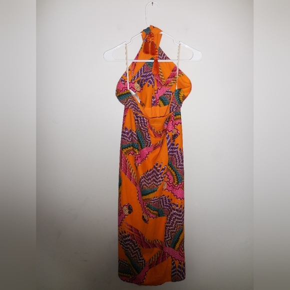 Nwot FARM‎ Rio Beaded Macaws Tied Linen Blend Maxi Skirt Size Extra Small - Picture 5 of 11